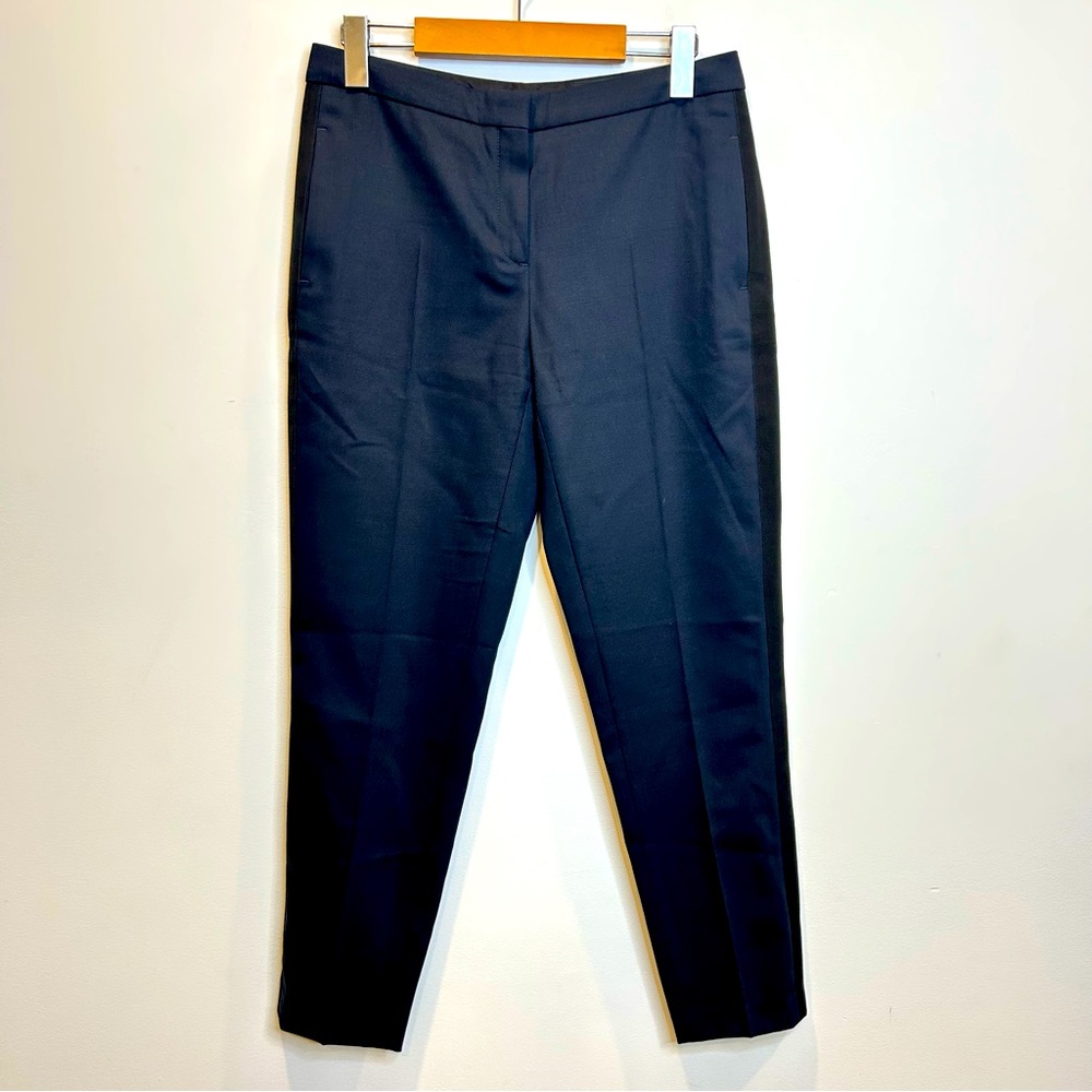 Rag & Bone Navy Blue Wool Slim Ankle Trousers Pants Tuxedo stripe